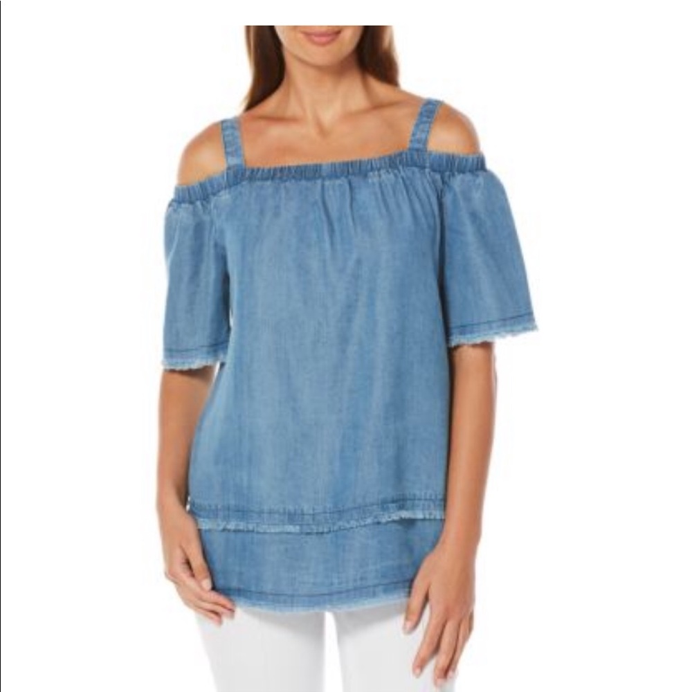 ♦️HOST PICK♦️RAFAELLA DENIM Top Petite Medium EUC